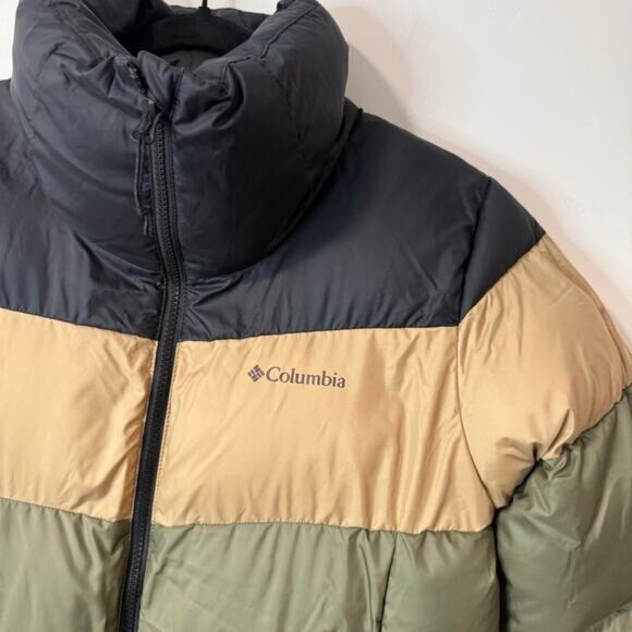Columbia Women's Puffect Colorblock Jacket Coat Puffer NEW Medium Green Black - Picture 2 of 9